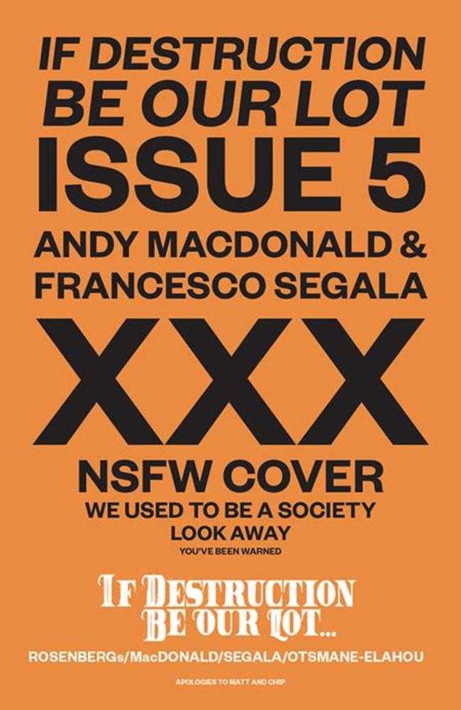 If Destruction Be Our Lot #5 Cover C Andy Macdonald & Francesco Segala Nsfw Polybagged Variant (Mature) - PREORDER