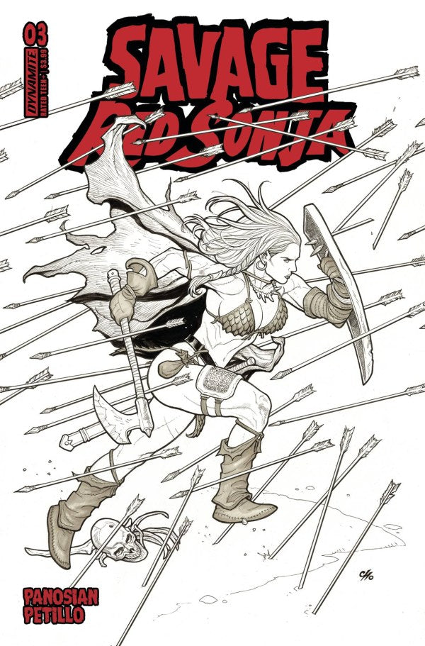 Savage Red Sonja #3 Cover G 1:15 Frank Cho Black & White Variant