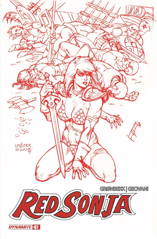 Red Sonja #7 Cover Q 1:10 FOC Linsner Fiery Red Line Art