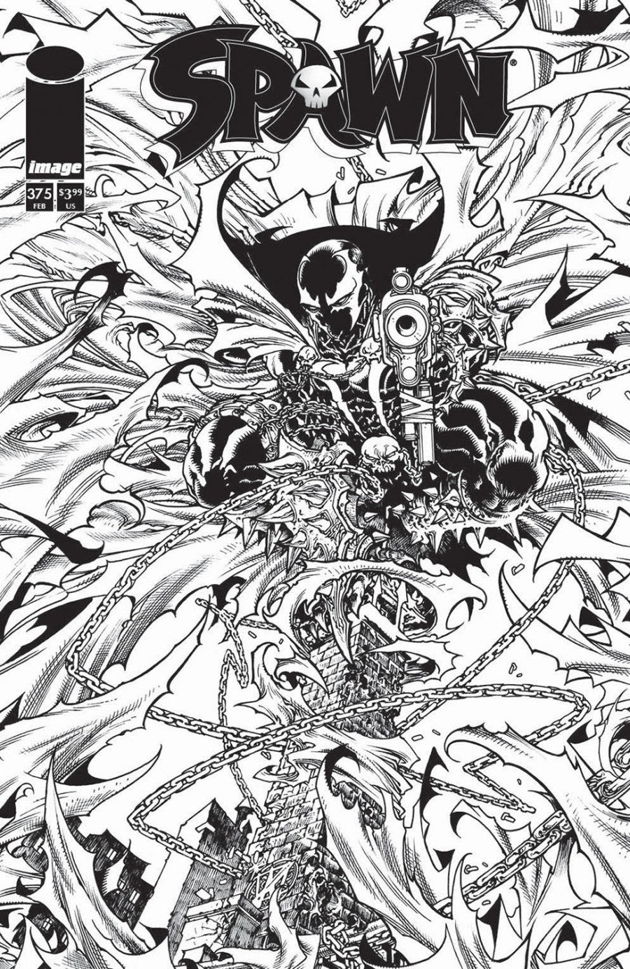 Spawn #375 Cover B Harvey Tolibao Black & White Variant