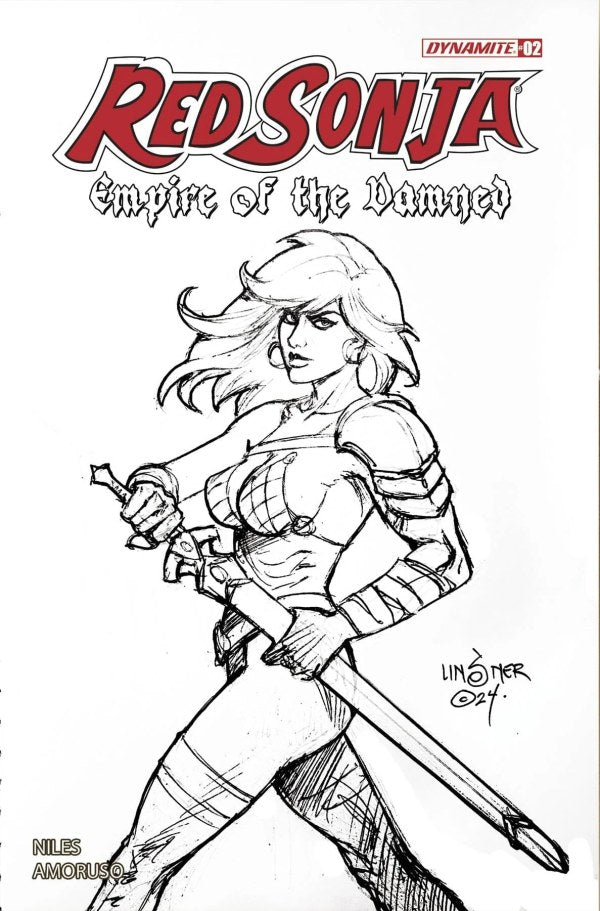 Red Sonja: Empire of the Damned #2 Cover K 1:15 Joseph Michael Linsner Black & White Variant